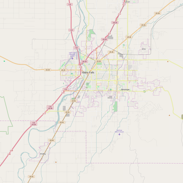 Editable City Map of Idaho Falls, ID