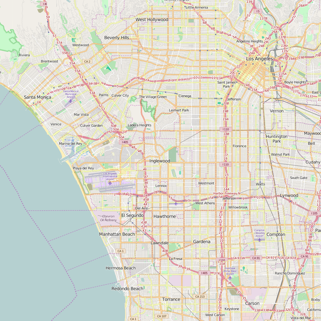 Editable City Map of Inglewood, CA