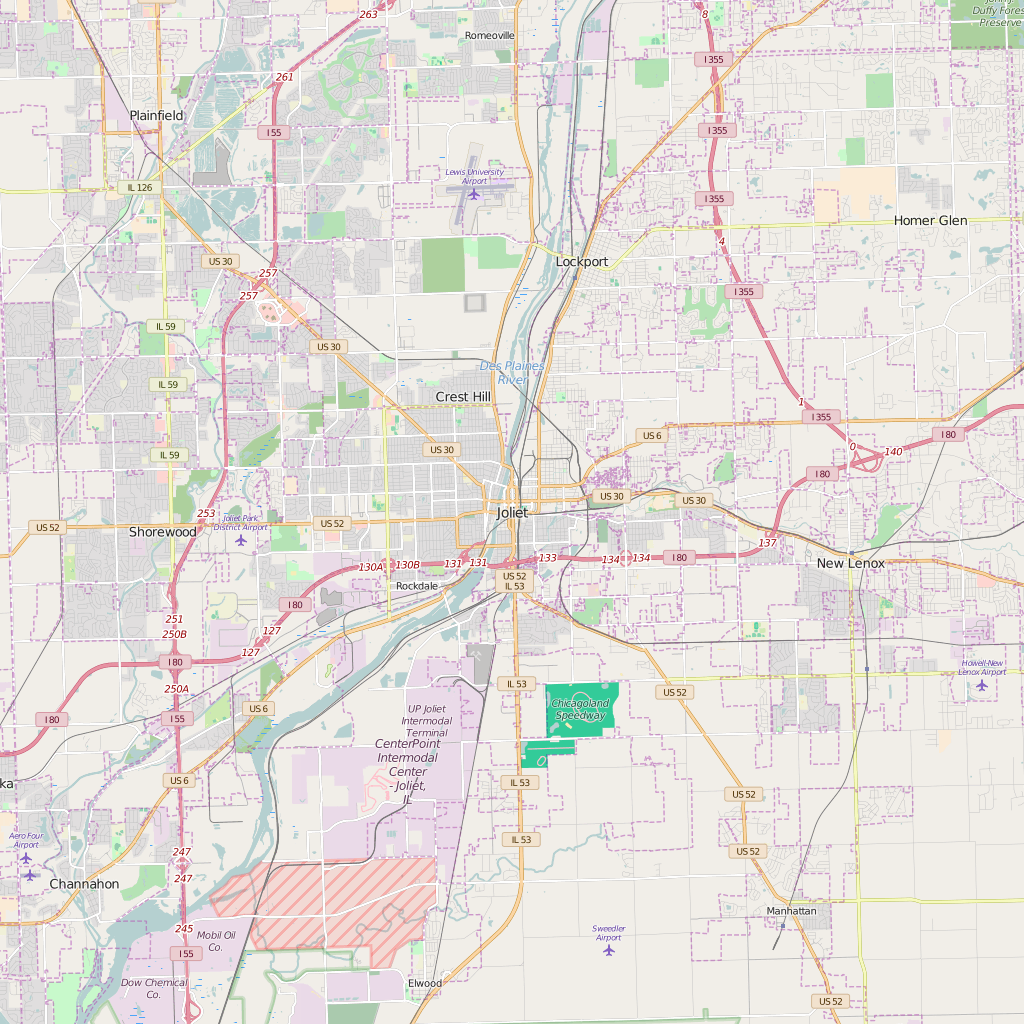 Editable City Map of Joliet, IL