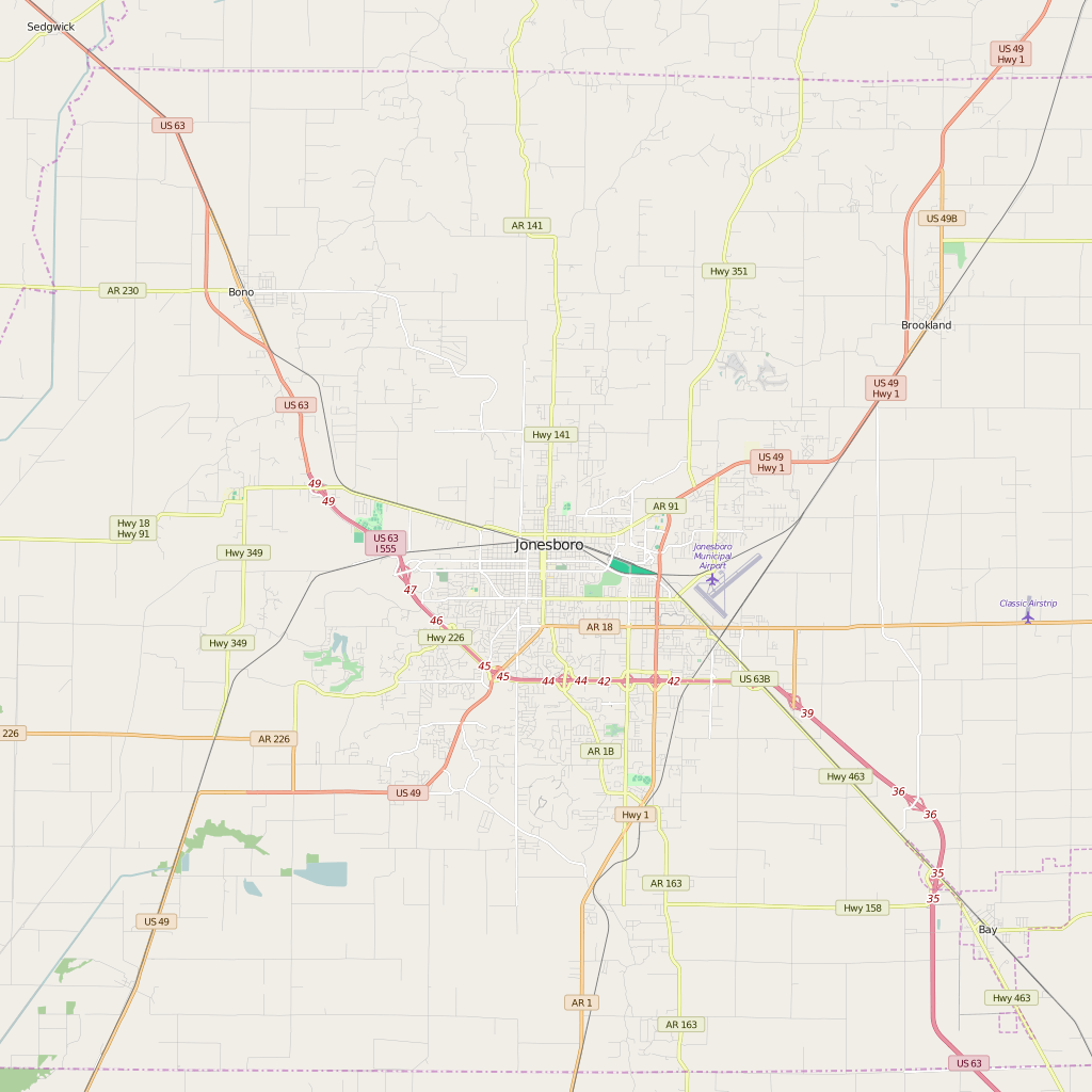 Editable City Map of Jonesboro, AR