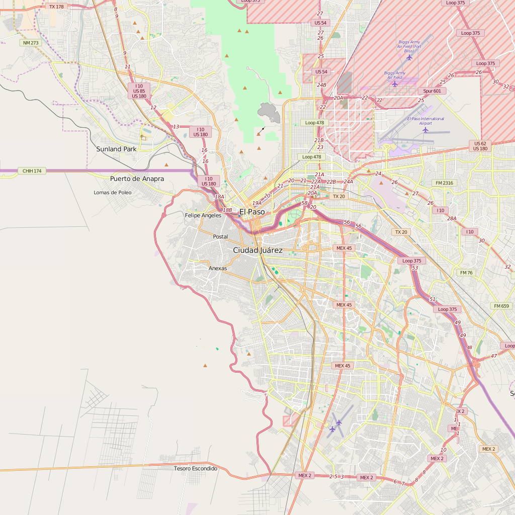 Editable City Map of Juarez