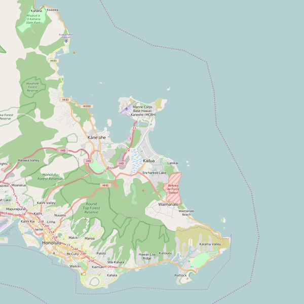 Editable City Map of Kailua, HI