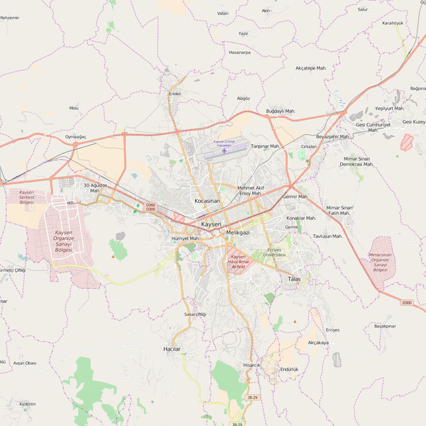 Editable City Map of Kayseri