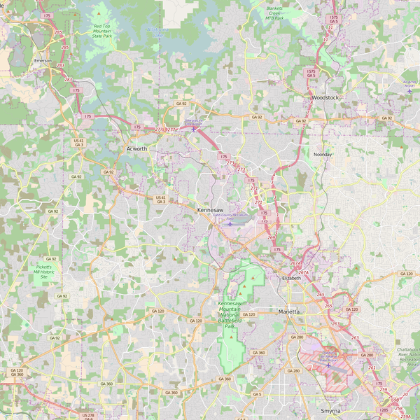Editable City Map of Kennesaw, GA