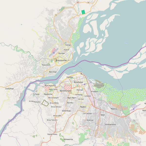 Editable City Map of Kinshasa