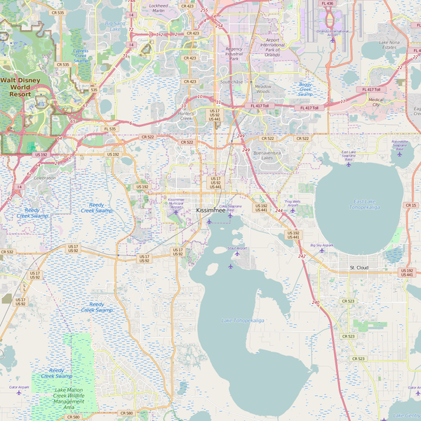 Editable City Map of Kissimmee, FL