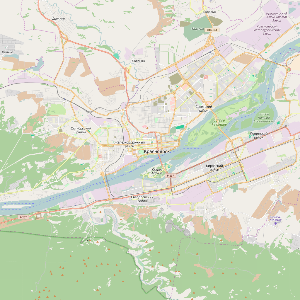 Editable City Map of Krasnoyarsk