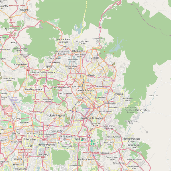 Editable City Map of Kuala Lumpur