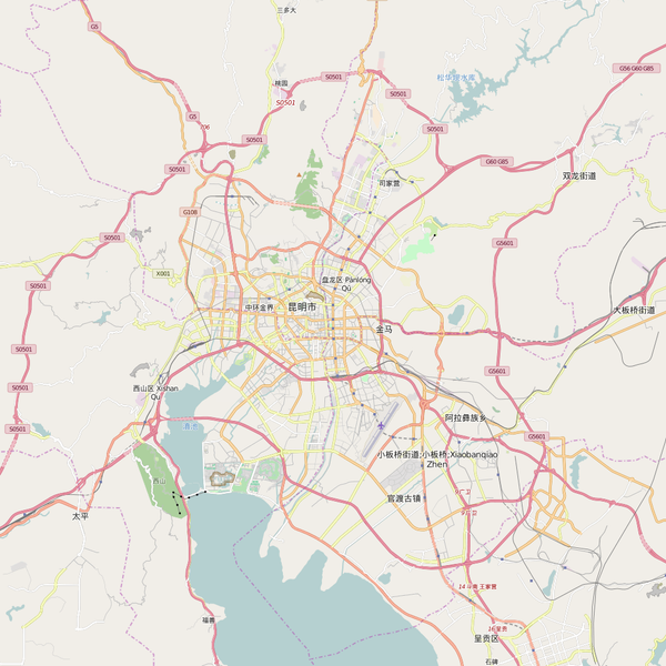 Editable City Map of Kunming