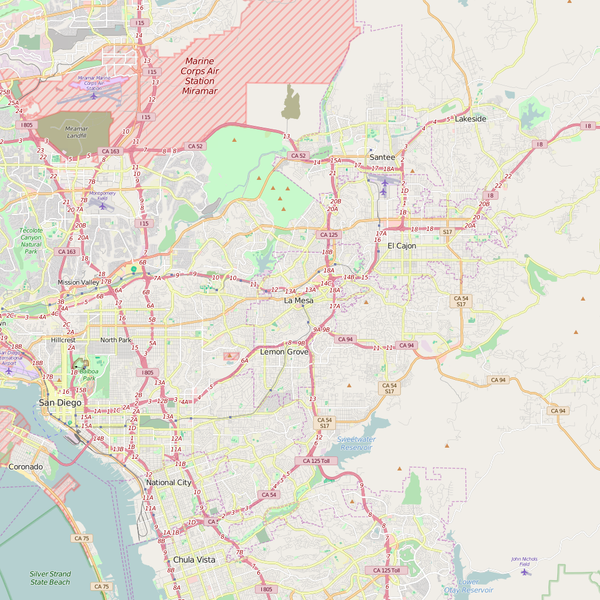 Editable City Map of La Mesa, CA