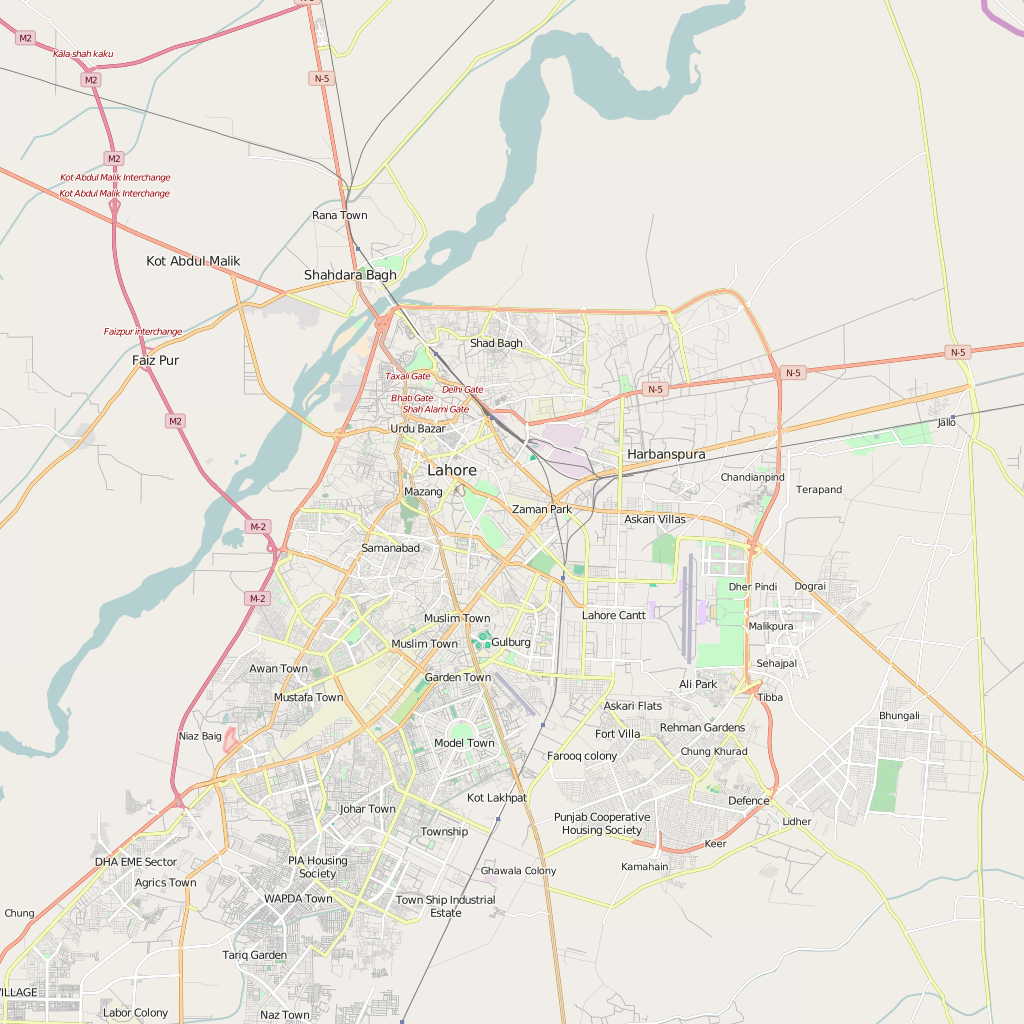 Editable City Map of Lahore