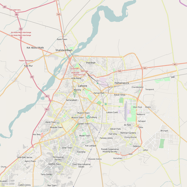 Editable City Map of Lahore