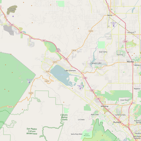 Editable City Map of Lake Elsinore, CA