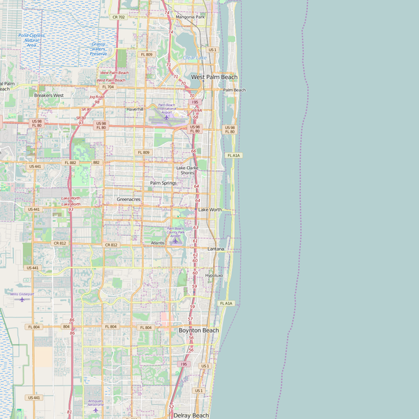 Editable City Map of Lake Worth, FL