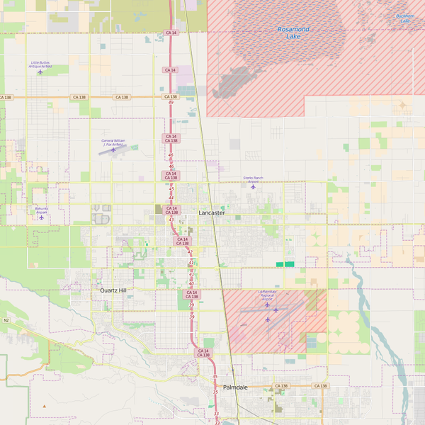 Editable City Map of Lancaster, CA