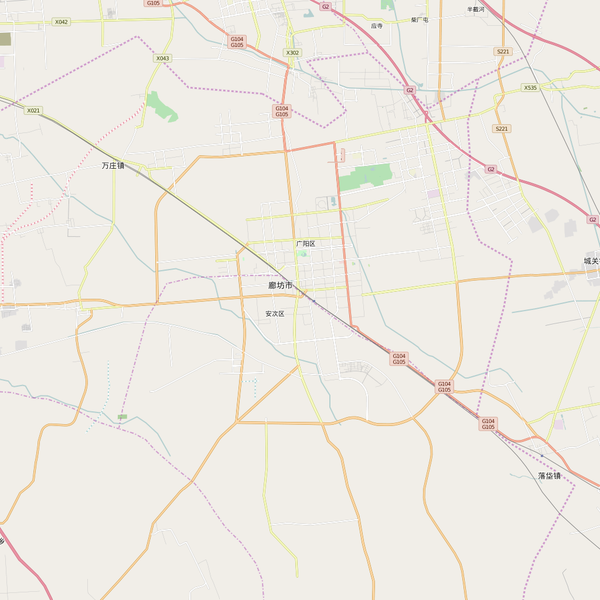 Editable City Map of Langfang
