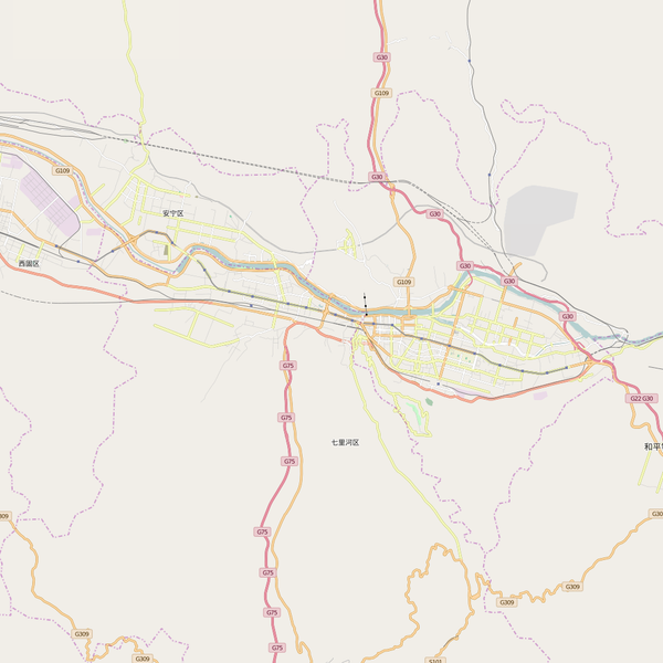 Editable City Map of Lanzhou