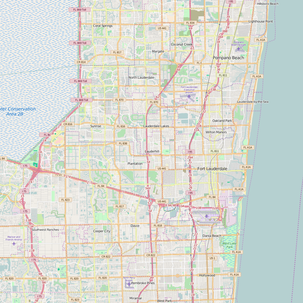 Editable City Map of Lauderhill, FL