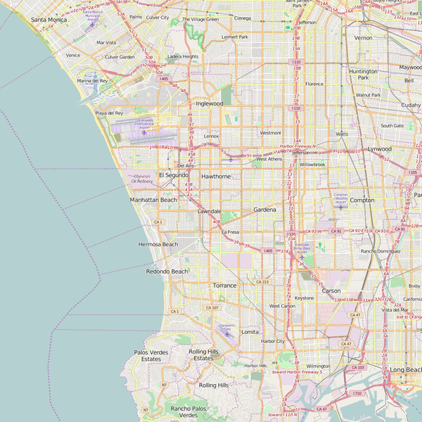 Editable City Map of Lawndale, CA