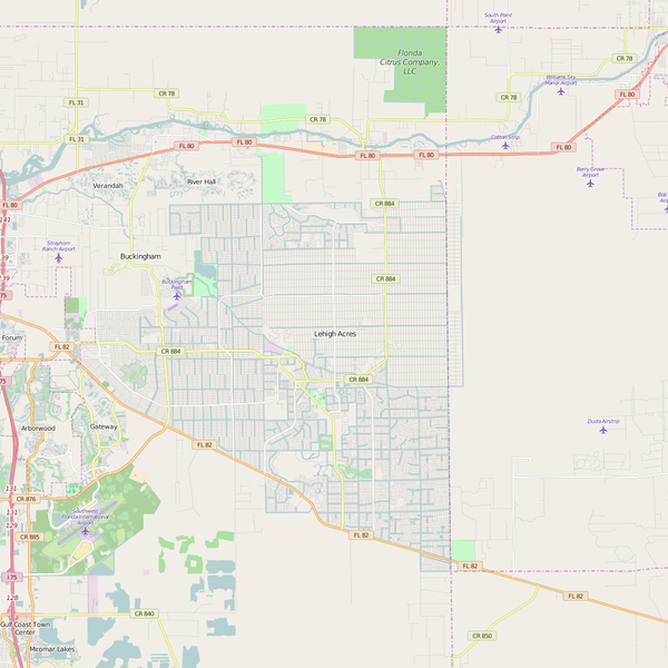 Editable City Map of Lehigh Acres, FL