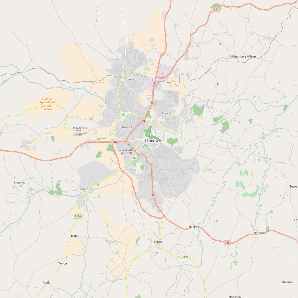 Editable City Map of Lilongwe