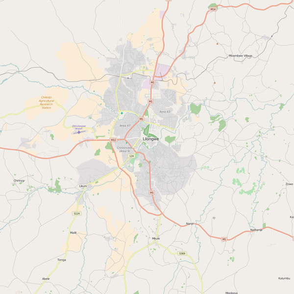 Editable City Map of Lilongwe