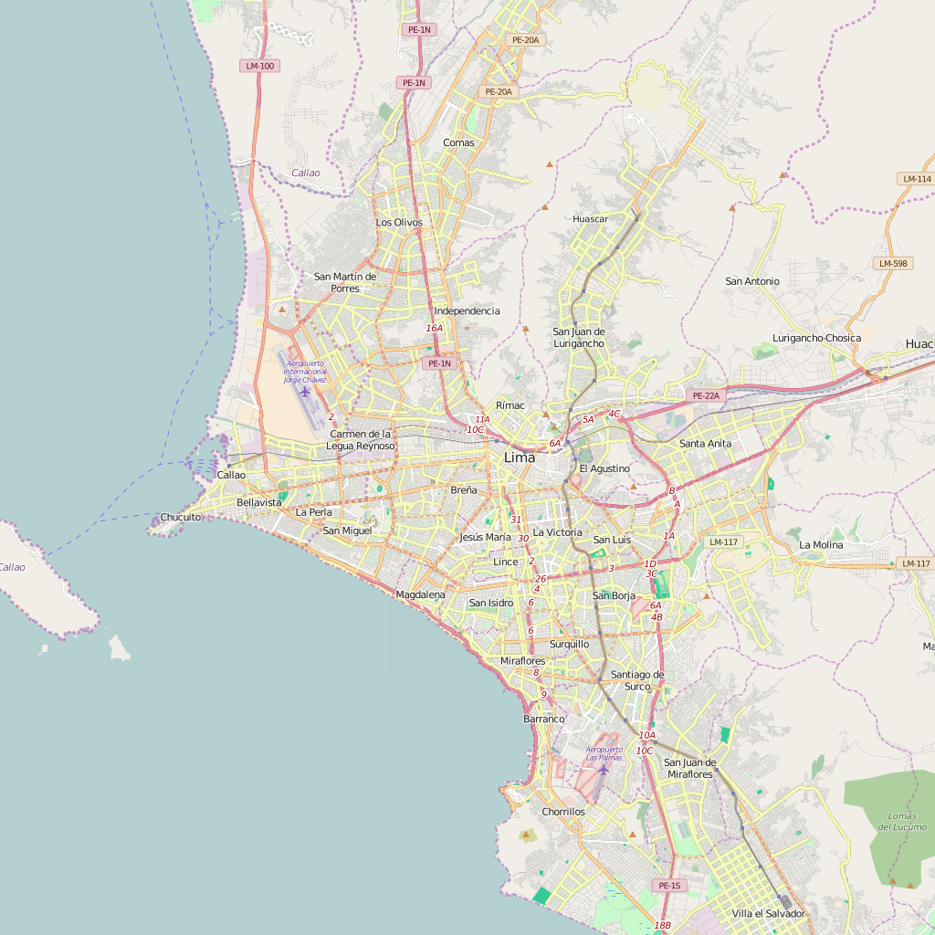 Editable City Map of Lima