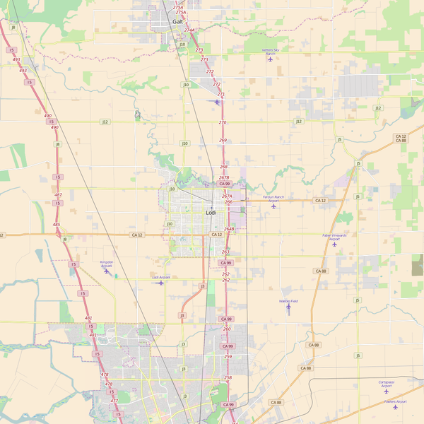 Editable City Map of Lodi, CA