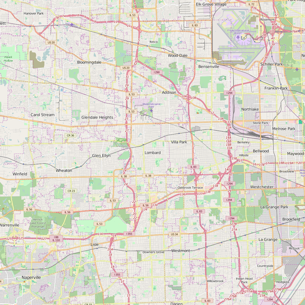 Editable City Map of Lombard, IL