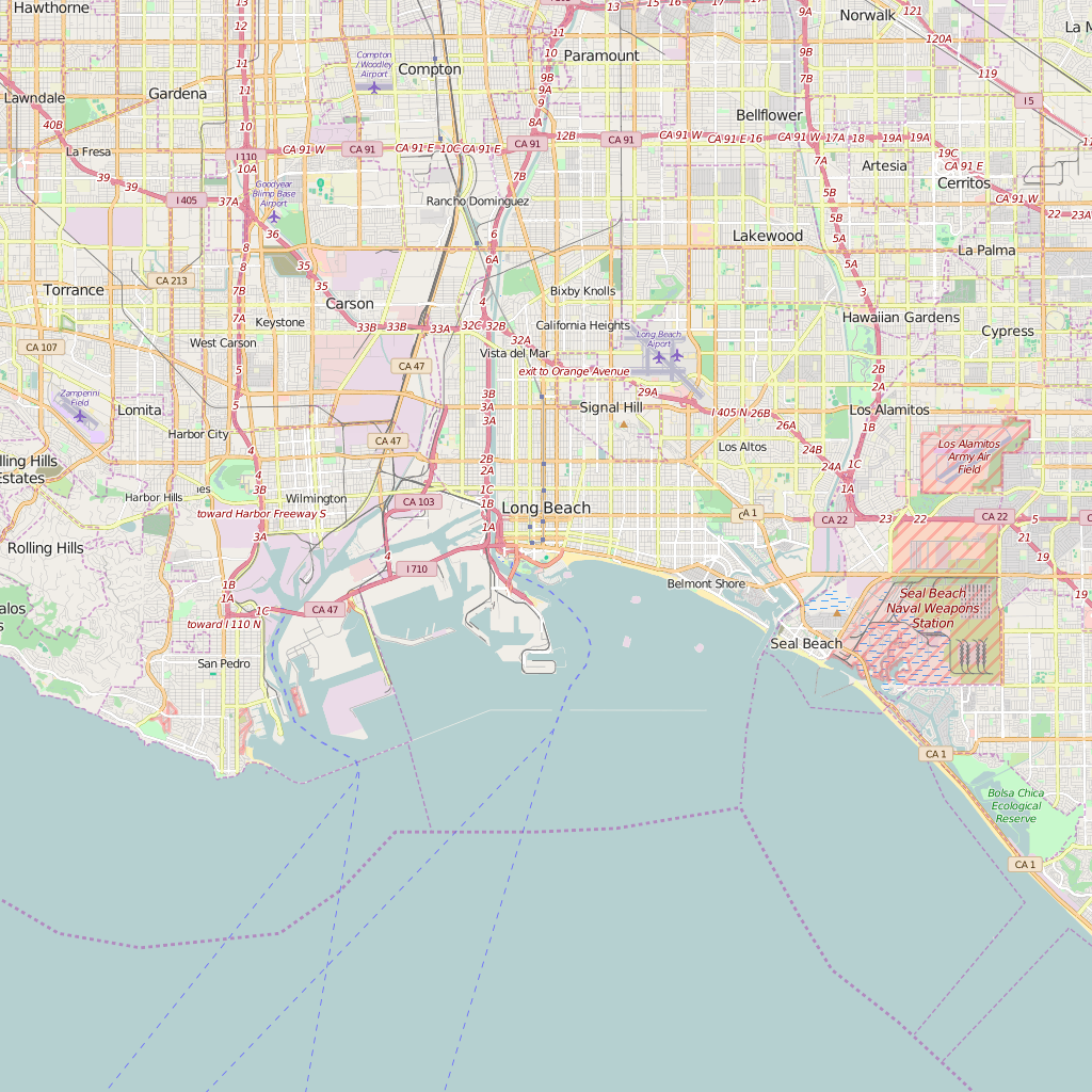 Editable City Map of Long Beach, CA