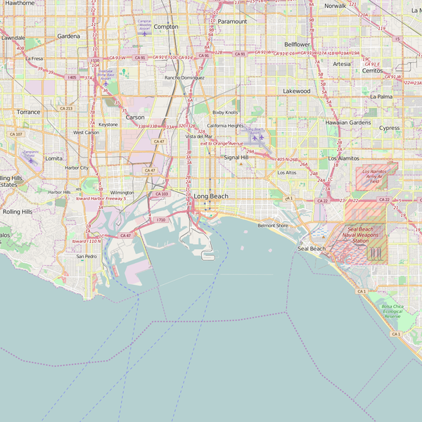 Editable City Map of Long Beach, CA