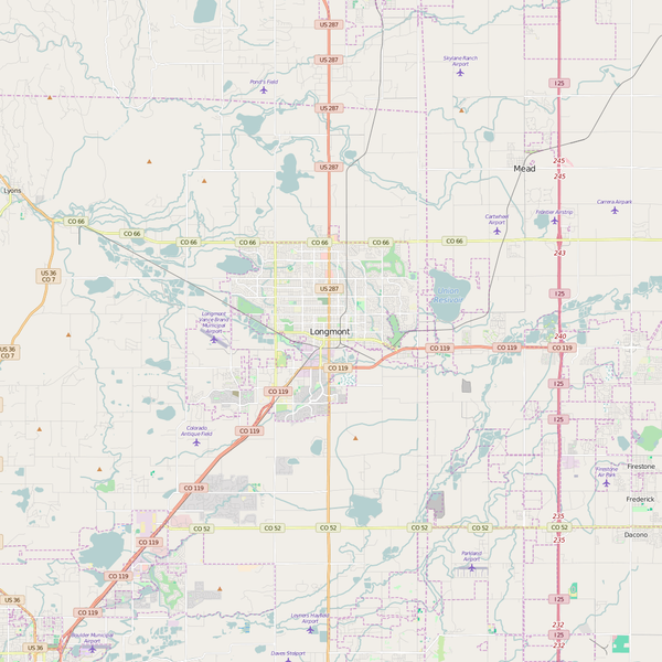 Editable City Map of Longmont, CO