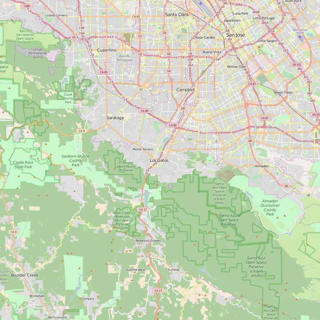 Editable Vector Map of Los Gatos