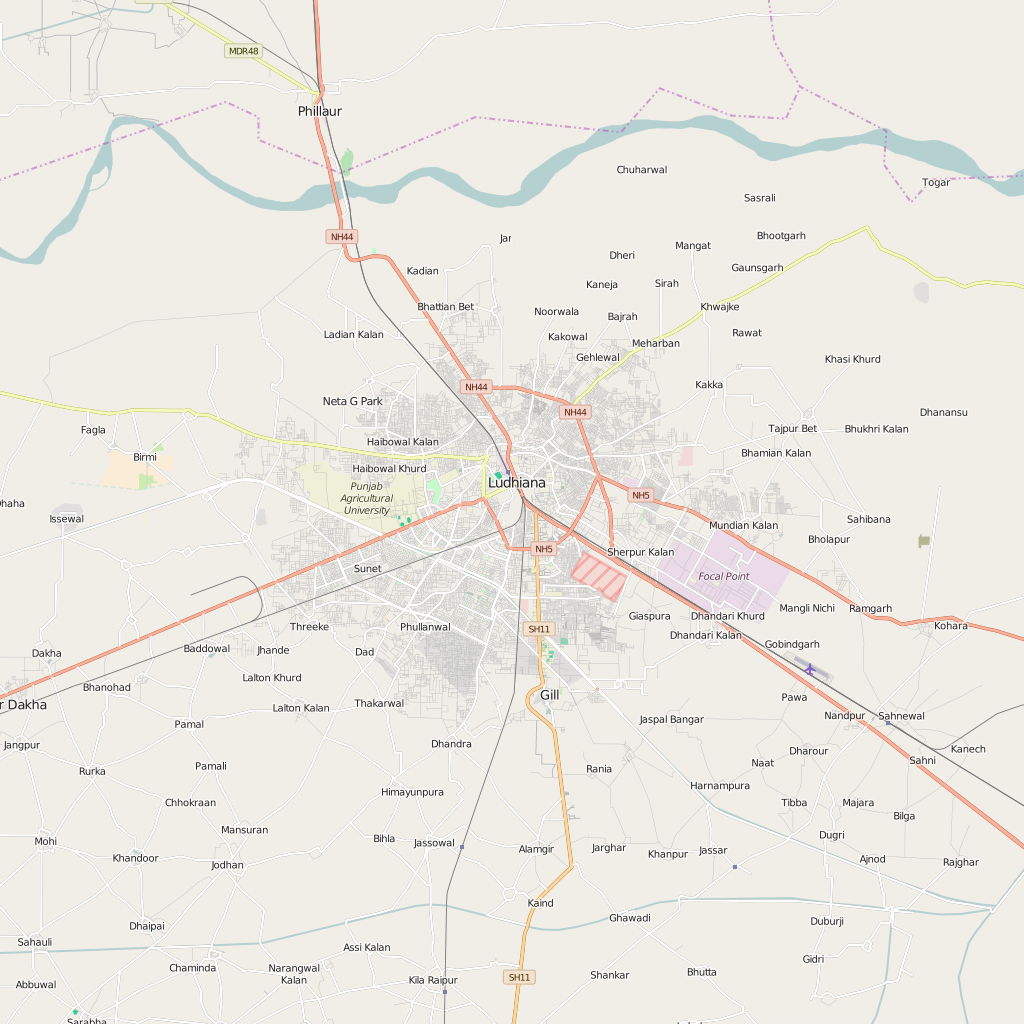 Editable City Map of Ludhiana