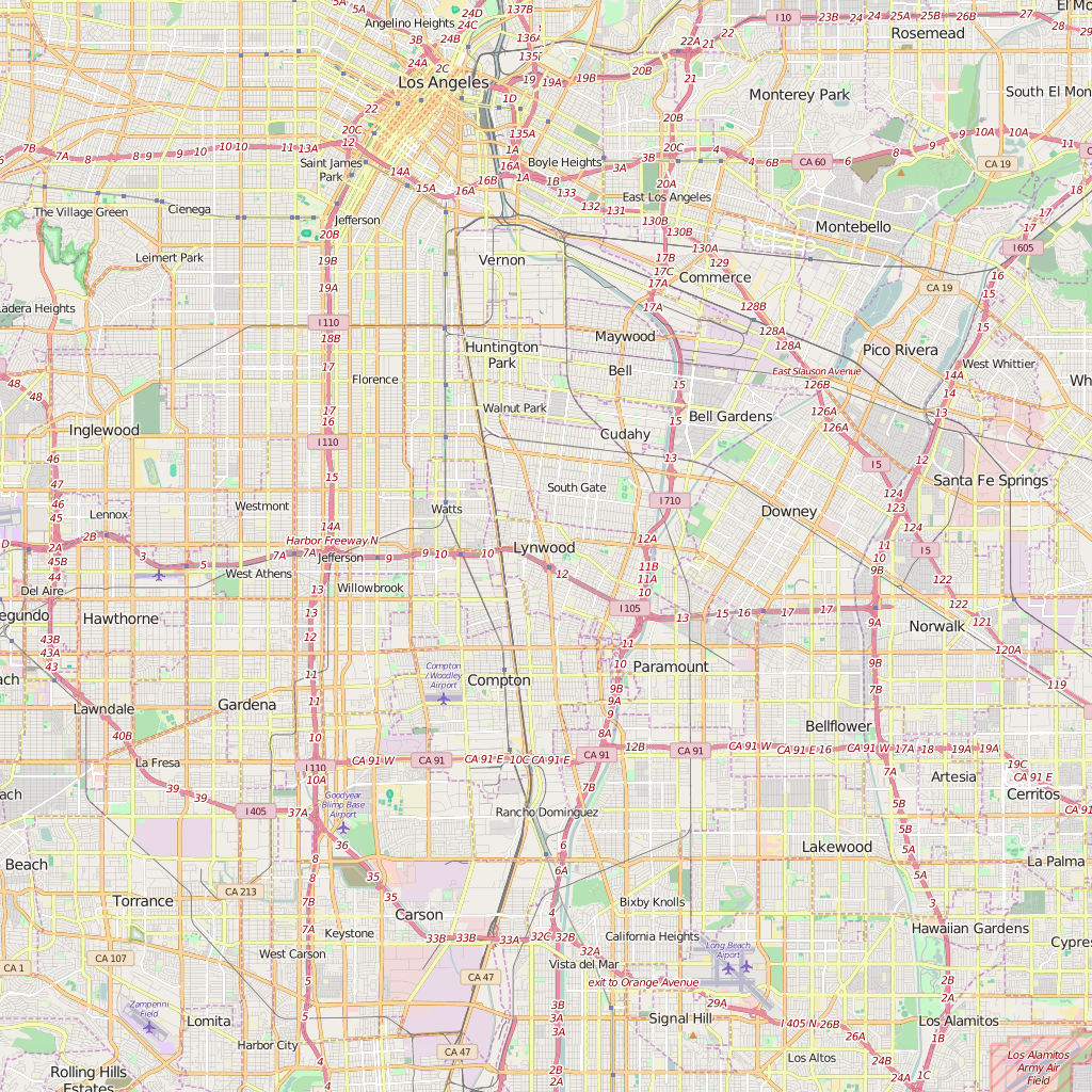 Editable City Map of Lynwood, CA