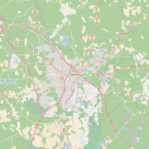 Editable City Map of Macon, GA