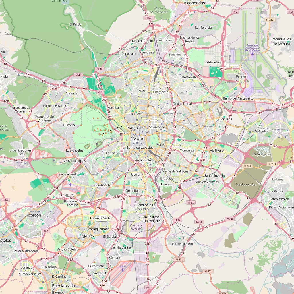 Editable City Map of Madrid
