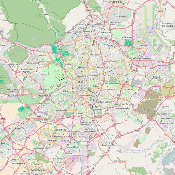 Editable City Map of Madrid