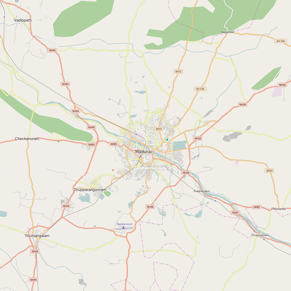 Editable City Map of Madurai