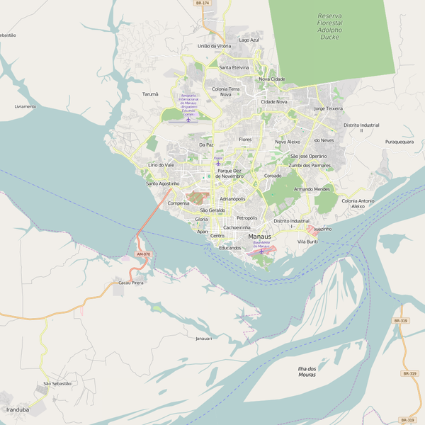 Editable City Map of Manaus