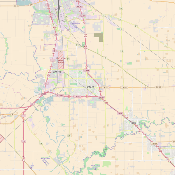 Editable City Map of Manteca, CA