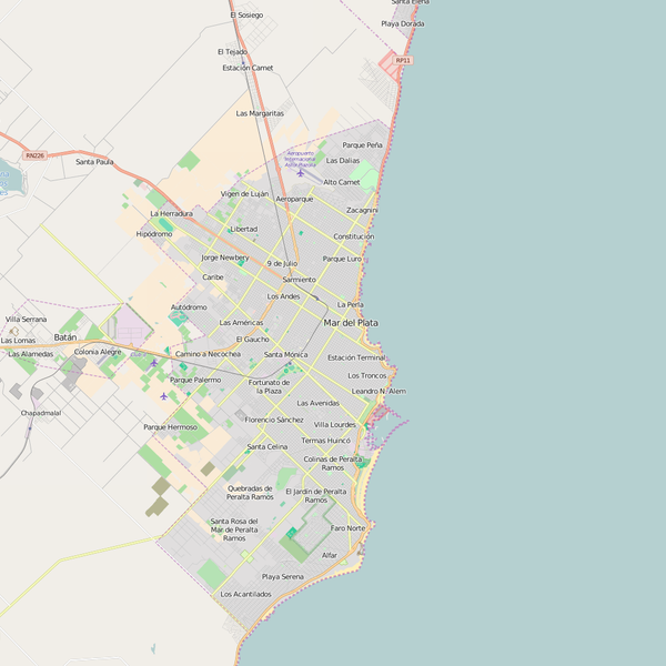 Editable City Map of Mar del Plata