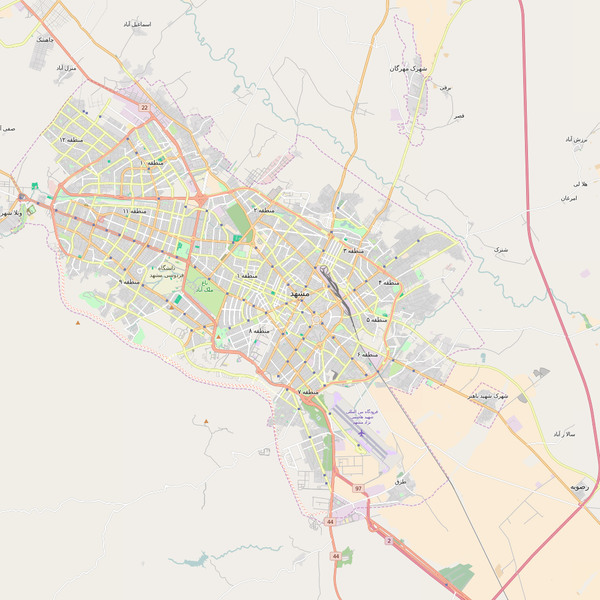 Editable City Map of Mashhad
