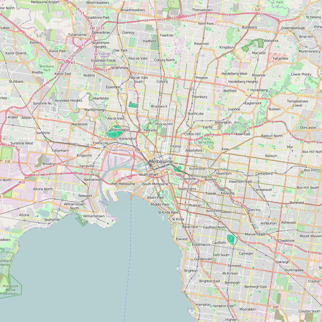 Editable City Map of Melbourne Australia