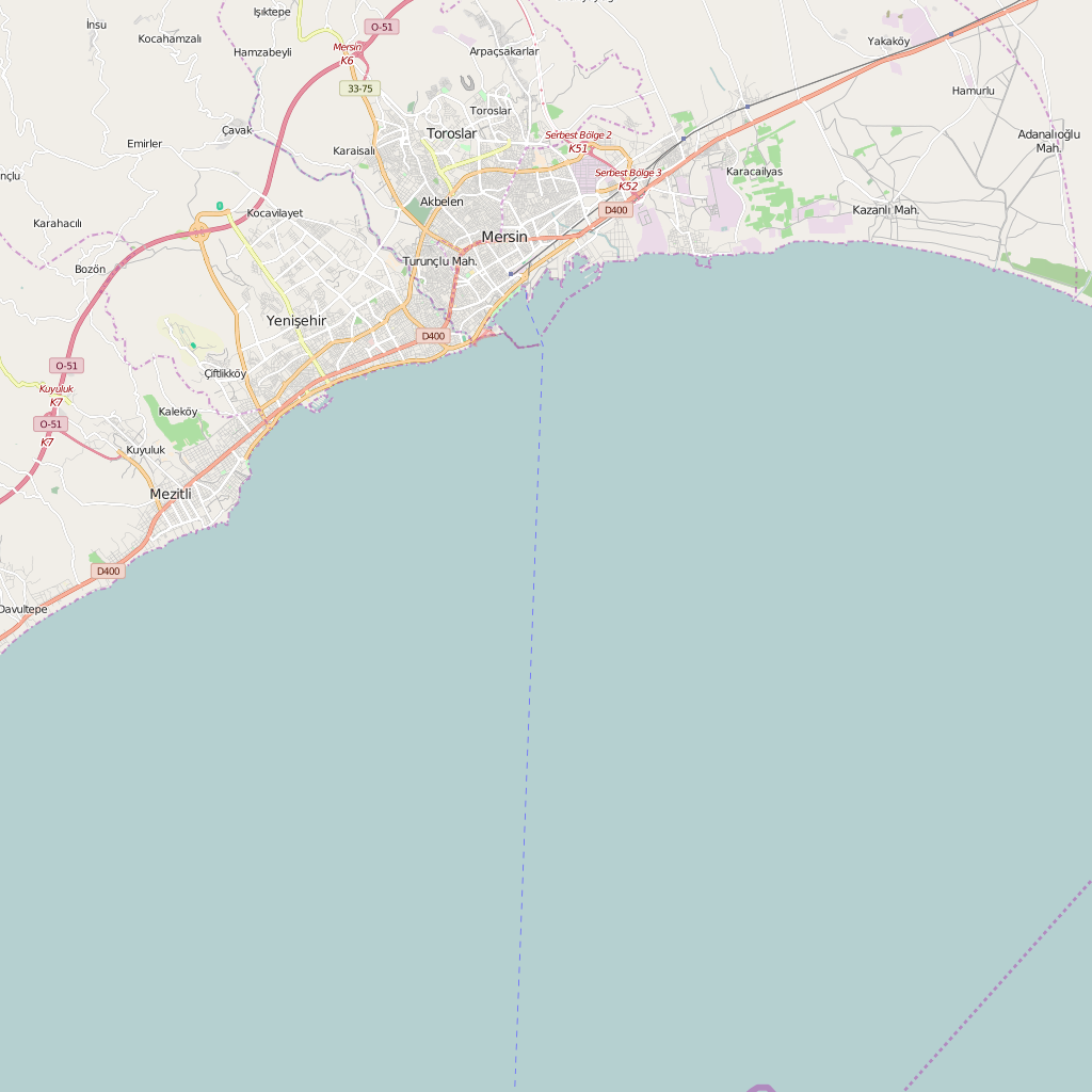Editable City Map of Mersin