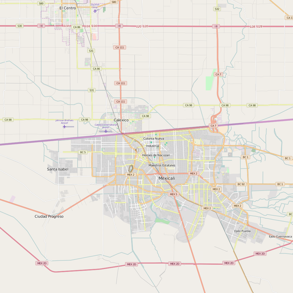 Editable City Map of Mexicali