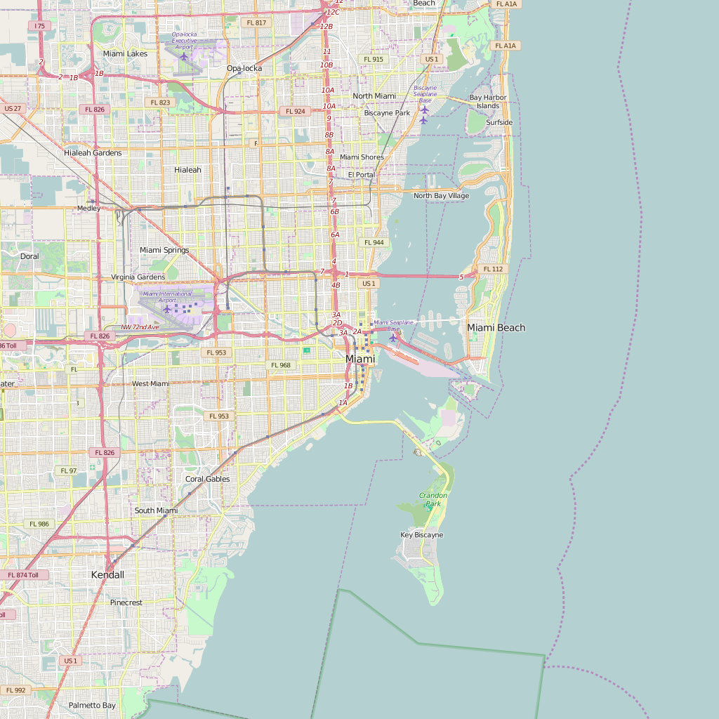 Editable City Map of Miami, FL
