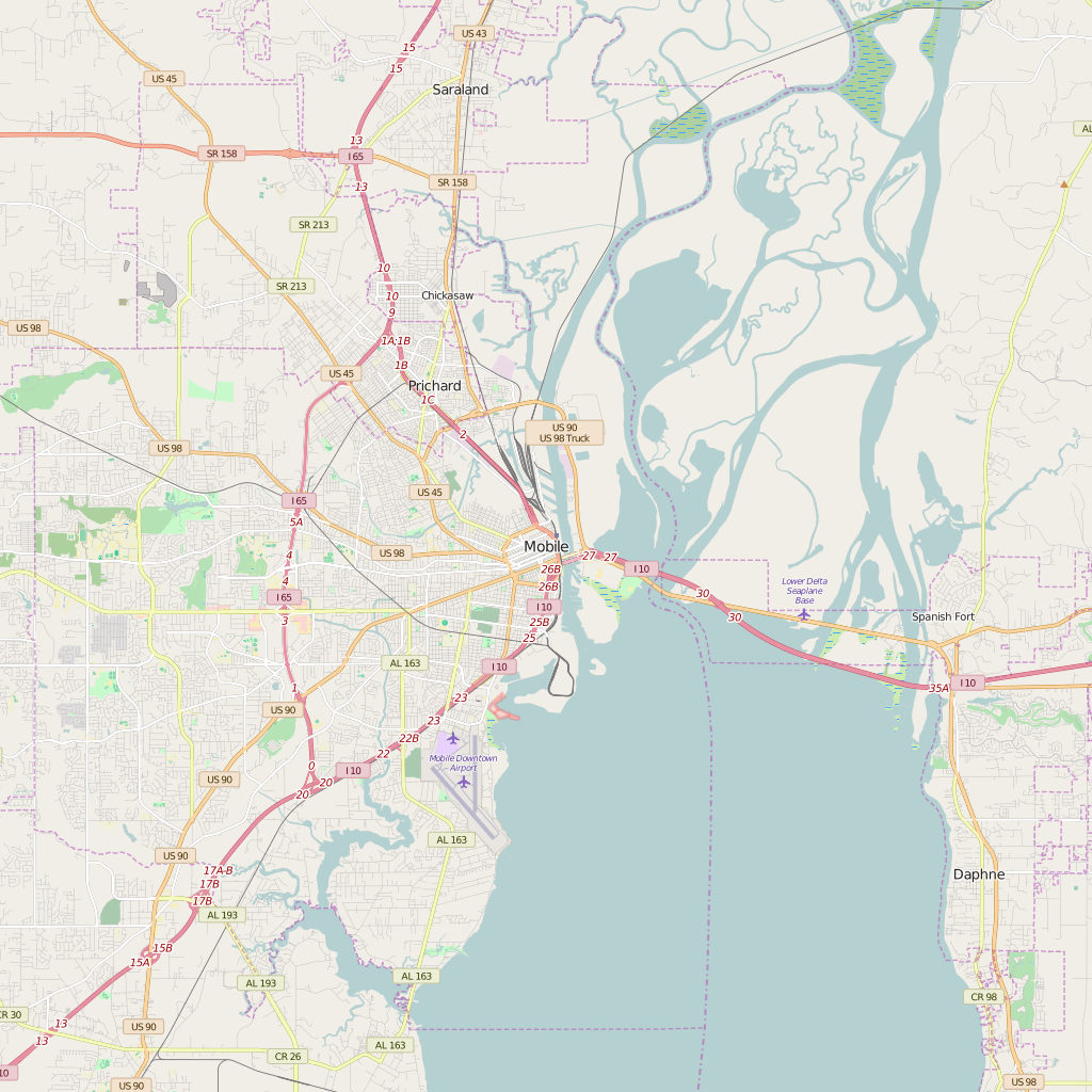 Editable City Map of Mobile, AL