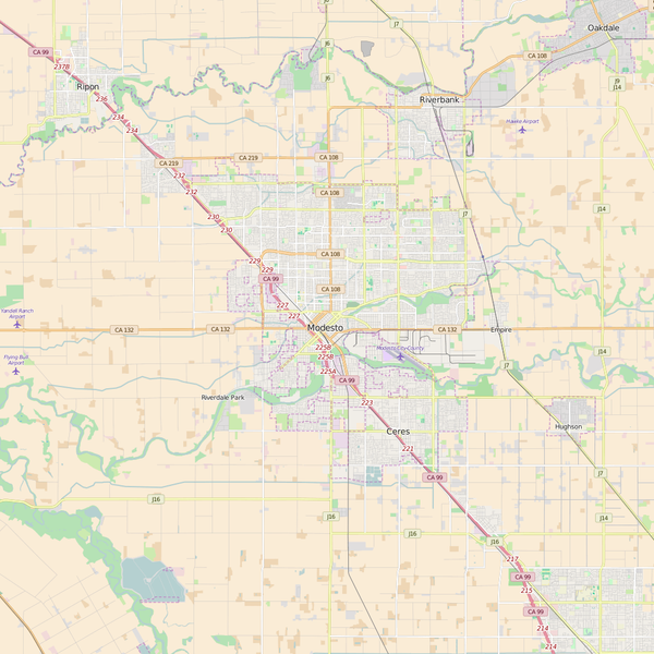 Editable City Map of Modesto, CA