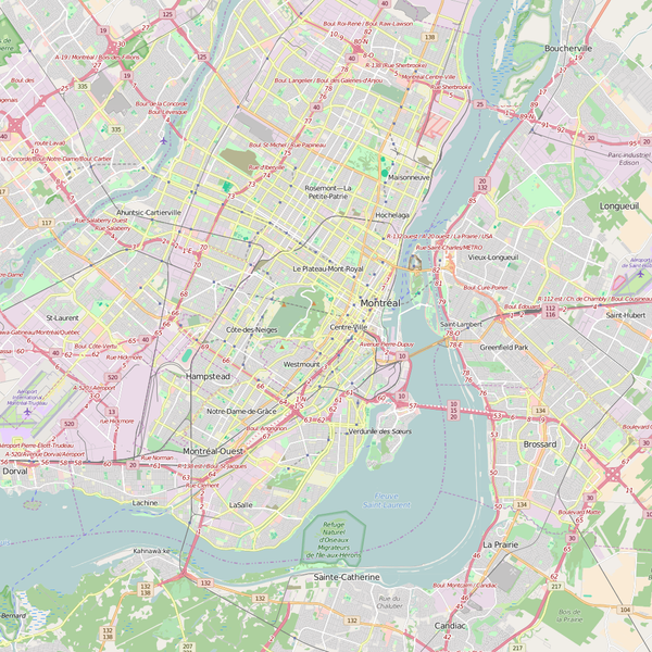 Editable City Map of Montreal